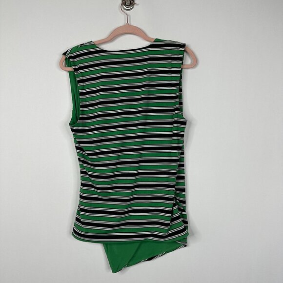 NWT White House Black Market Sleeveless Surplice Top Fresh Stripe Amazon #WHBM30 - Picture 3 of 9